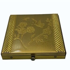 Vintage Compact Dorset Fifth Avenue Goldtone Floral Butterfly Engraved with Puff